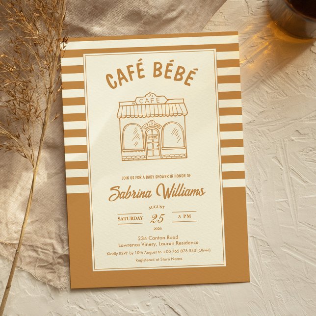 CAFÉ BÉBÉ COFFEE Baby Shower-inbjudan Inbjudningar (Skapare uppladdad)