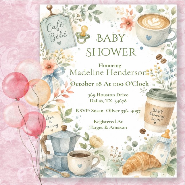 Cafe Bebe Coffee Baby Shower Inbjudningar (Skapare uppladdad)