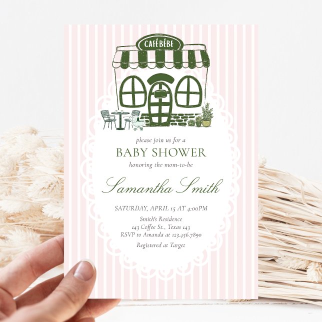 Cafe Bebe Coffee Baby Shower Inbjudningar (Baby is Brewing Coffee Cafe Bebe Baby Shower Invitation)