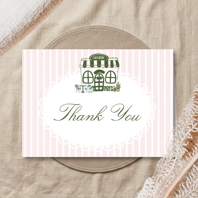 Cafe Bebe Coffee Baby Shower Tack Kort (Baby is Brewing Coffee Cafe Bebe Baby Shower Thank you Card)