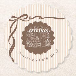 Cafe Bebe Coffee Bow Ränder Baby Shower Underlägg Papper