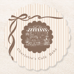 Cafe Bebe Coffee Bow Ränder Baby Shower Underlägg Papper