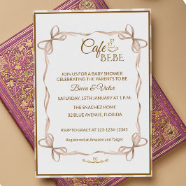 Cafe Bebe Coffee Fransk Bebis Shower Inbjudningar