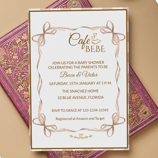 Cafe Bebe Coffee Fransk Bebis Shower Inbjudningar (Skapare uppladdad)