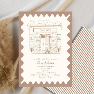 Cafe Bebe Coffee Shop Neutral Baby Shower-inbjudan Inbjudningar