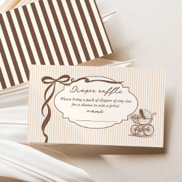 Cafe Bebe Diaper raffle Stripes Brown Baby shower Tilläggskort