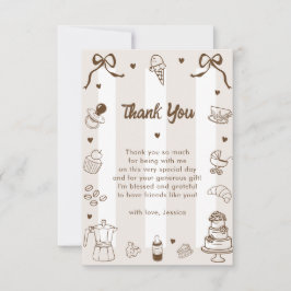 Café Bébé Fransk Handritad Baby Shower Tacksamhets Tack Kort