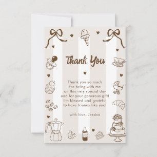 Café Bébé Fransk Handritad Baby Shower Tacksamhets Tack Kort