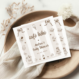 Café Bébé Fransk Handritad Bebis-babyshower Pappersservett