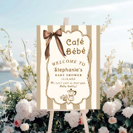 Cafe Bebe Fransk Kaffe Baby Shower Välkomstskylt