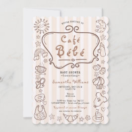 Café Bébé Fransk Modern Baby Shower för könsuppehå Inbjudningar