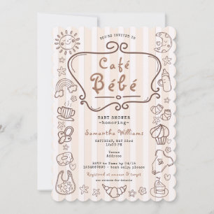Café Bébé Fransk Modern Baby Shower för könsuppehå Inbjudningar