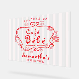 Café Bébé Fransk Rosa Red Girl Baby Shower Välkomm