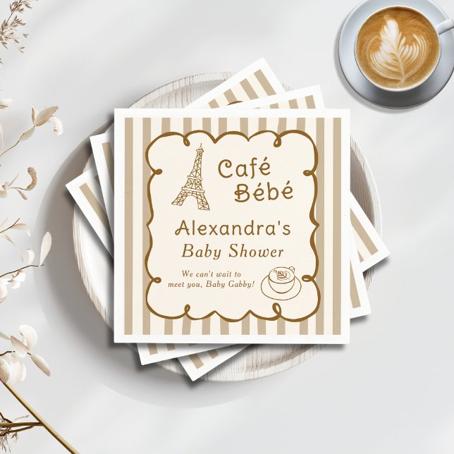 Cafe Bebe Fransk temafest för bebis med kafémotiv Pappersservett (Skapare uppladdad)