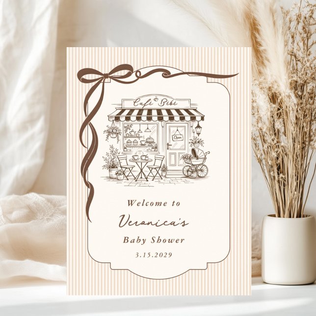 Cafe Bebe Gender Neutral Bow Baby Shower Welcome Poster (Skapare uppladdad)