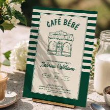 CAFÉ BÉBÉ GRÖN KAFFE Baby Shower Inbjudan