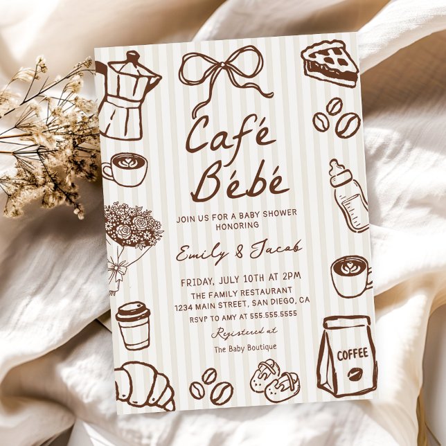 Cafe Bebe Handritad Kaffe Baby Shower Inbjudan (Skapare uppladdad)