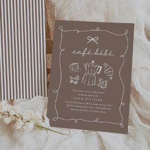 Cafe Bebe Hem Coffee Baby Shower Espresso Inbjudningar