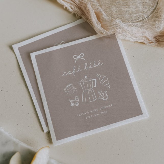 Cafe Bebe Hem Coffee Baby Shower Latte Pappersservett (Zazzle Cafe Bebe Home Coffee Baby Shower Latte Napkins)