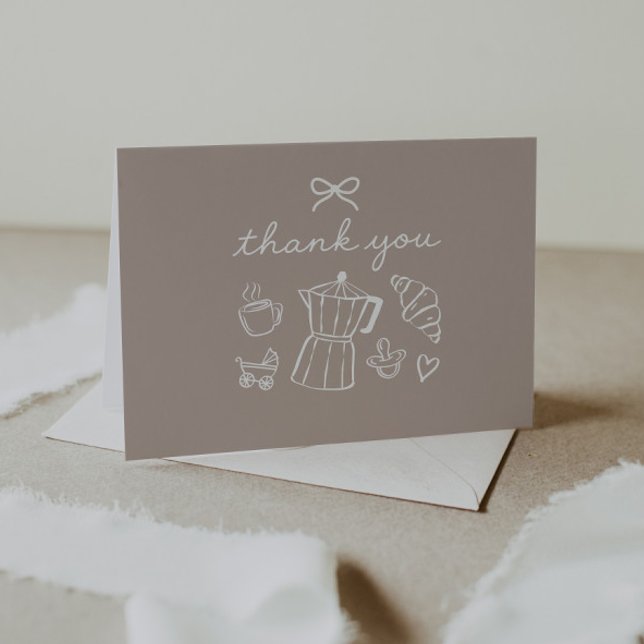Cafe Bebe Hem Kaffe Baby Shower Latte Tack Kort (Zazzle Cafe Bebe Home Coffee Baby Shower Latte Letterpress Thank You Card)
