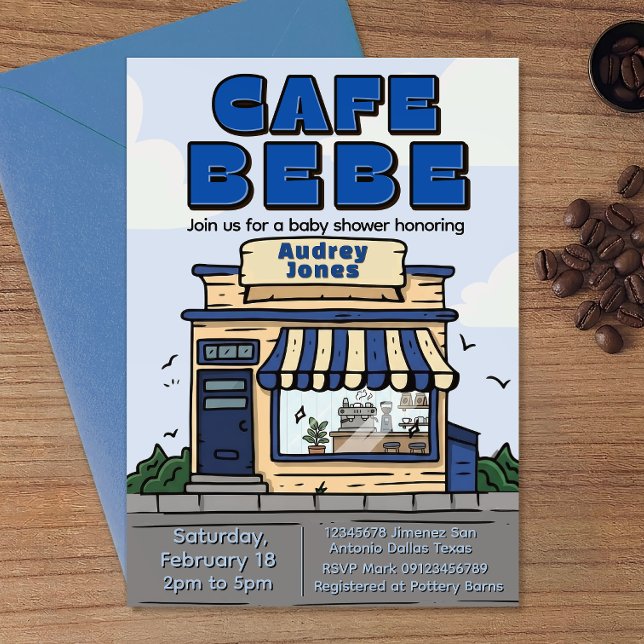 Cafe Bebe - Kaffe Tema Baby Shower Inbjudningar (Skapare uppladdad)