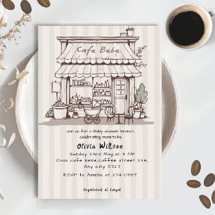 Cafe Bebe Kaffe tema könsneutrala Bebis-barnvaktpa Inbjudningar