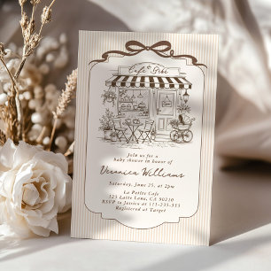 Cafe Bebe Könsneutral Elegant Brun Bebis Shower Inbjudningar
