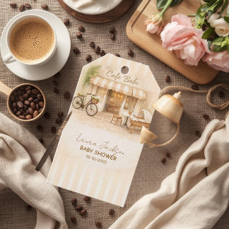 Cafe Bebe Könsneutral Elegant Brun Bebis Temadag Presentetikett