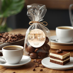 Cafe Bebe Könsneutral Elegant Brun Bebis Temafest Runt Klistermärke