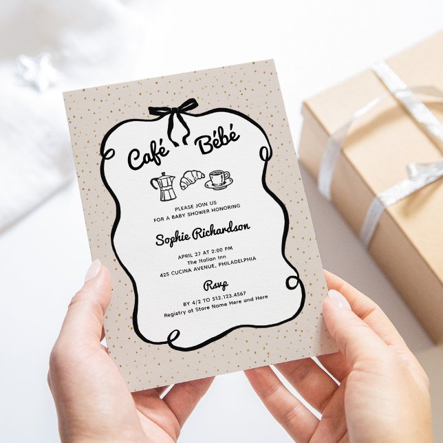 Cafe Bebe | Neutral och Svart Kaffebaby Shower Inbjudningar (Skapare uppladdad)