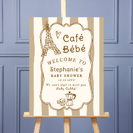 Cafe Bebe Paris Kaffe Baby Shower Välkomstskylt