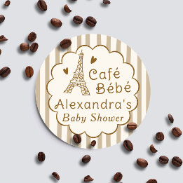 Cafe Bebe Paris Kaffe Personlig Bebis Shower Runt Klistermärke