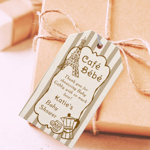Cafe Bebe Paris Kaffebutik Tematisk Bebisshower Presentetikett