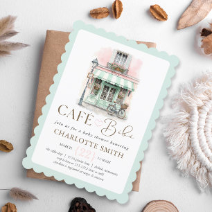 Café Bébé Paris-tema baby shower Inbjudningar