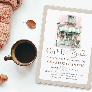 Café Bébé Paris-tema baby shower Inbjudningar