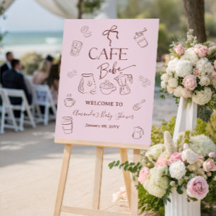 Cafe Bebe Pink Bow Tjej Baby Shower Välkommen Poster