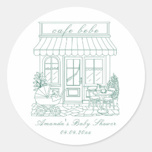 Cafe Bebe Välkommen Baby Shower Runt Klistermärke