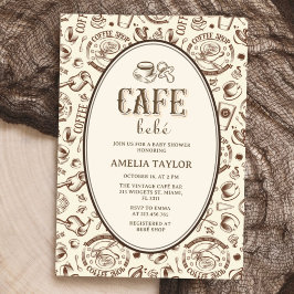 Café Bébé Vintage Kaffe Baby Shower | Retro Inbjudningar