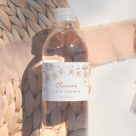 Cafe Bebe Watercolor Könsneutrala Babyshower Vattenflaskor Etikett