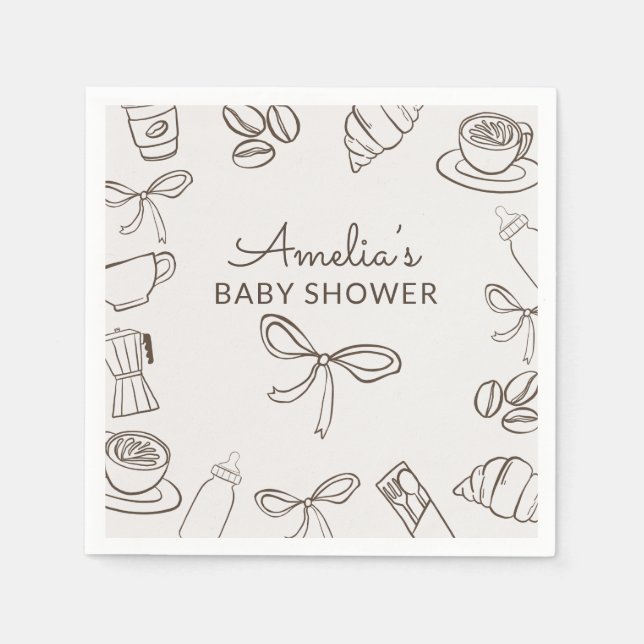 Cafe Bebe Whimsical Bow Barnrumsfirande  Pappersservett (Framsidan)