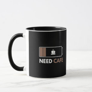 Café Behövs Rolig Kaffekopp med Låg Batterinivå