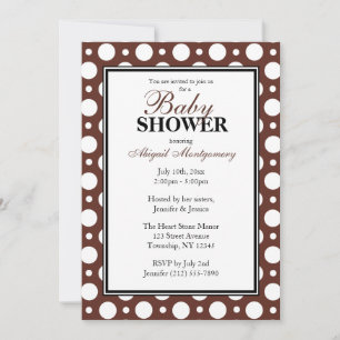 Cafe Brown Assorterad Polka dots Baby Shower Inbjudningar