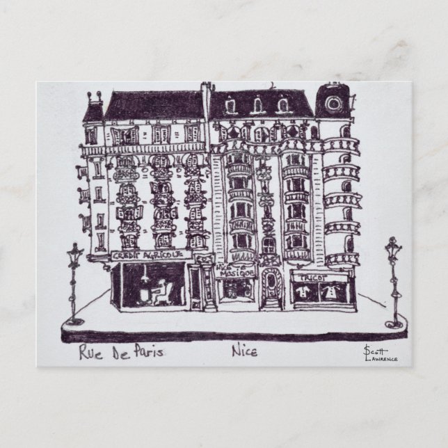 Cafe & Butiker på Rue de Paris | Gammal Nice, Fran Vykort (Framsida)