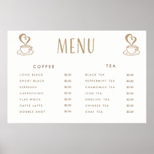 Cafe Cafeteria Pris Menu-Anpassningsbar Poster