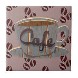 Cafe Coffee Kopp och Coffee Beans Beverage Coaster Kakelplatta