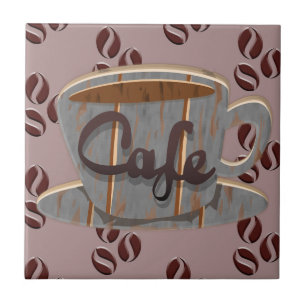 Cafe Coffee Kopp och Coffee Beans Beverage Coaster Kakelplatta