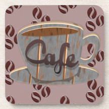 Cafe Coffee Kopp och Coffee Beans Beverage Coaster