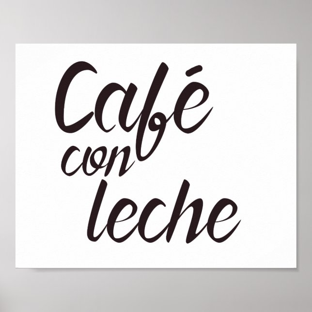 Café con Leche Spain Coffee Ord Art Poster (Framsidan)