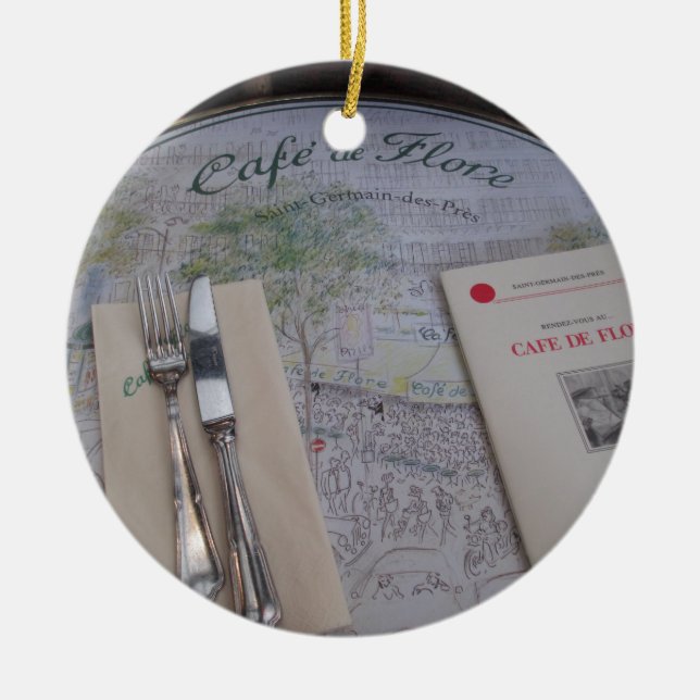 Cafe de Flore, Paris, frankrike - förlägga Julgransprydnad Keramik (Framsidan)