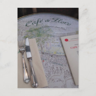 Cafe de Flore, Paris, Frankrike-Ställe Setting, Me Vykort